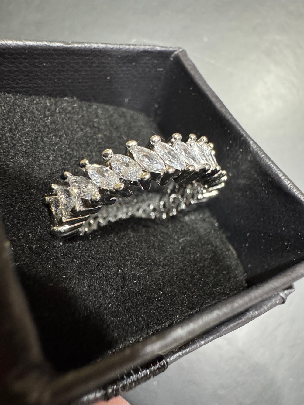 Silver Marquise Crystal Eternity Ring - Women Accessories